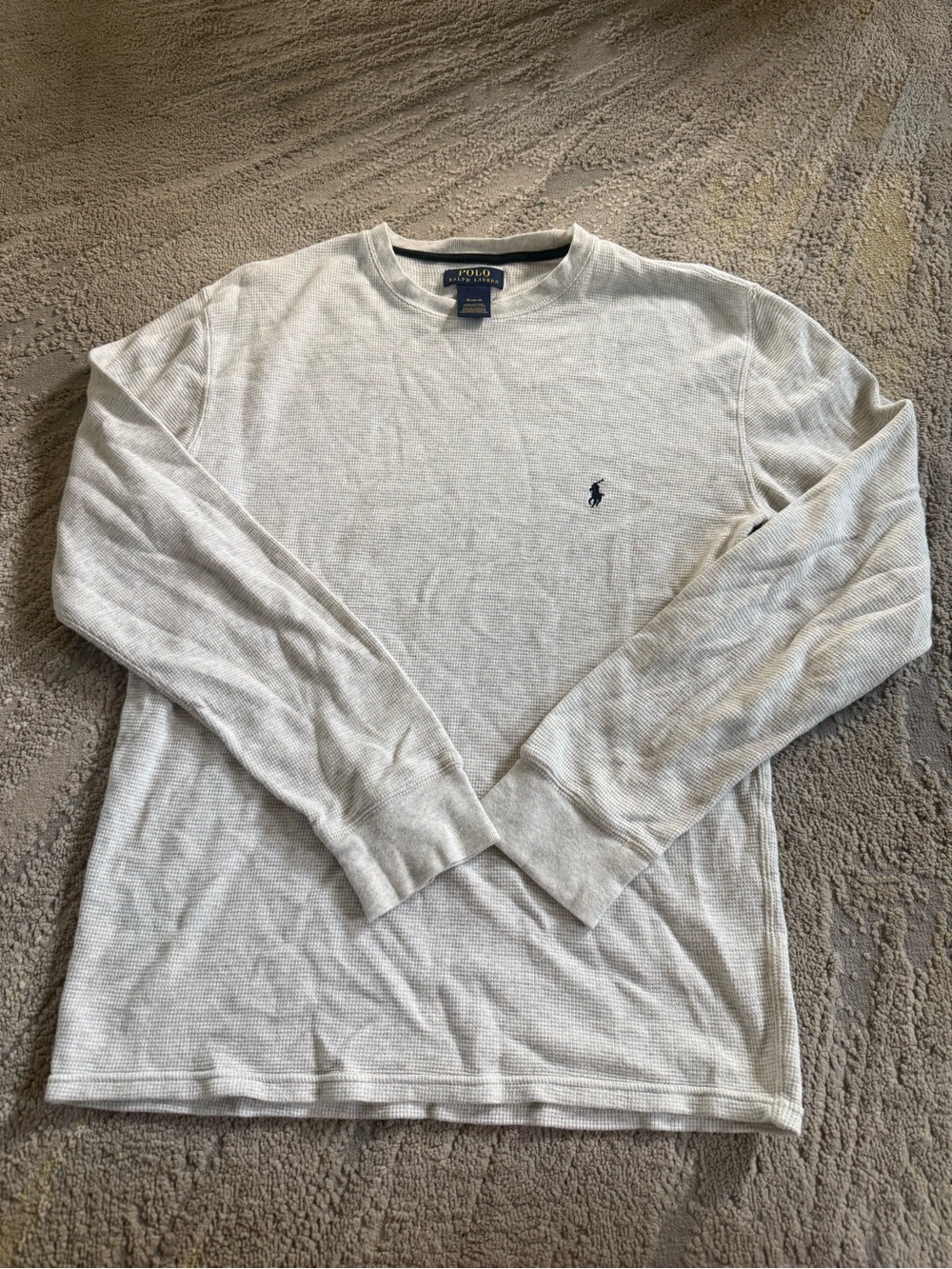 Polo Ralph Lauren cream and heathered Grey long sleeve thermal crewneck medium